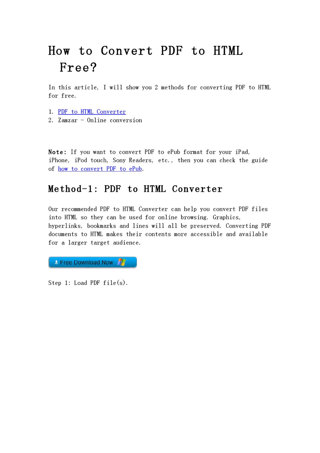 Convert pdf to html5